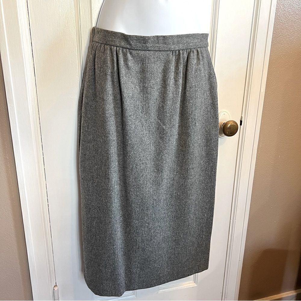 Vintage Koret Career Womens Gray 100% Pure Wool Midi Skirt Size 8